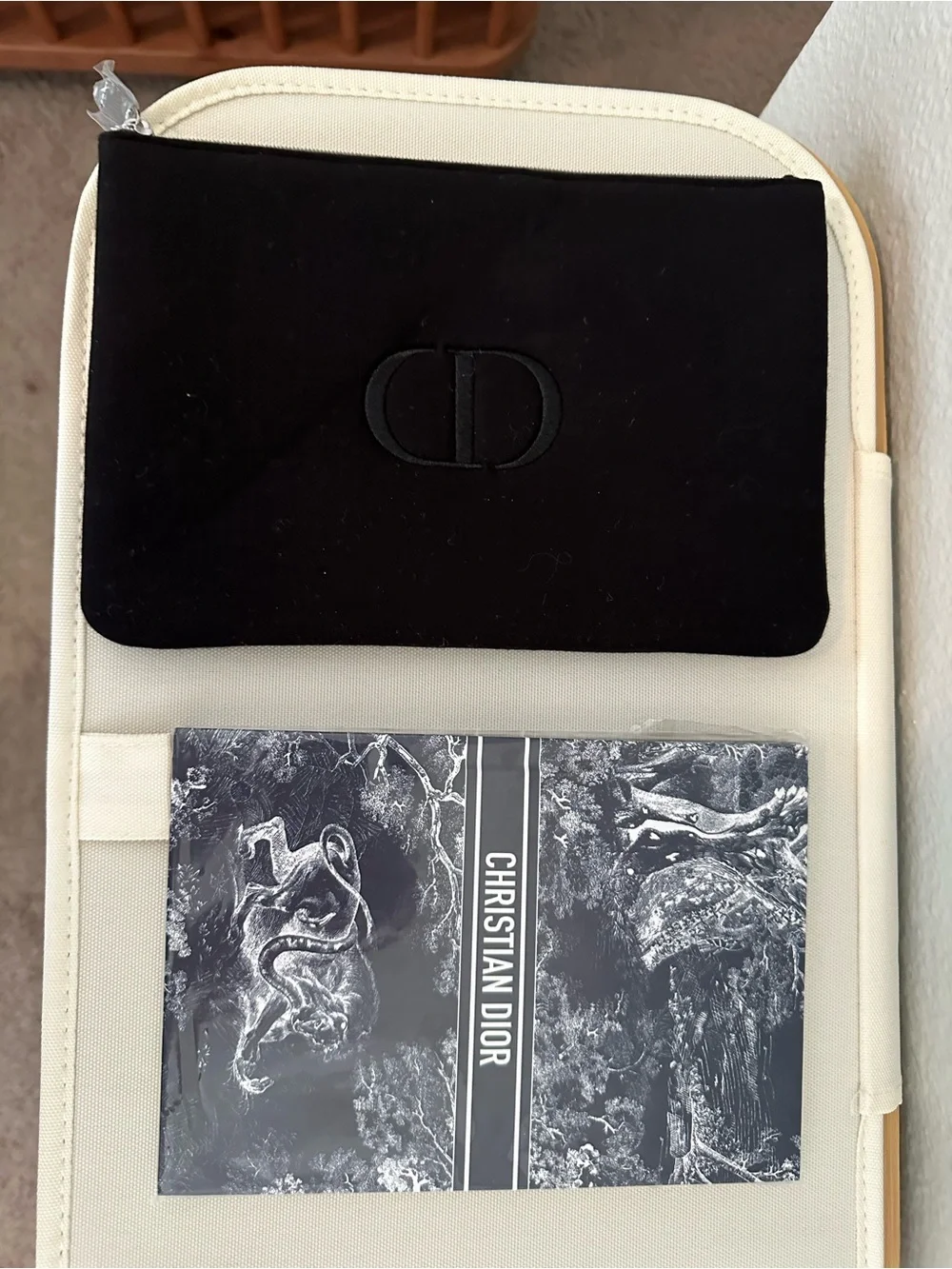 Dior Black CD Zip Pouch and notebook